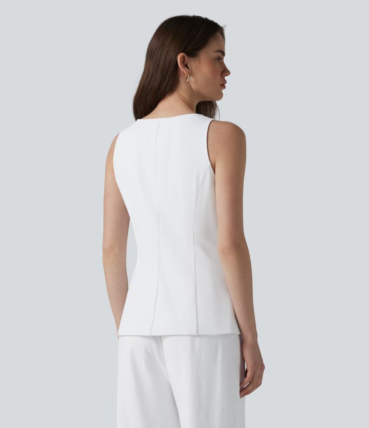 DayStretch Square Neck Zipper Work Tank Top