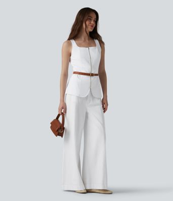 DayStretch Square Neck Zipper Work Tank Top