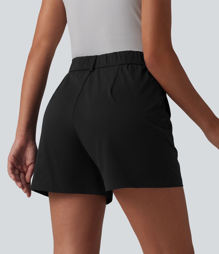 Mid Rise Stretchy Poplin Work Shorts 4'' with Pockets Mid Rise Stretchy Poplin Work Shorts 4'' with Pockets