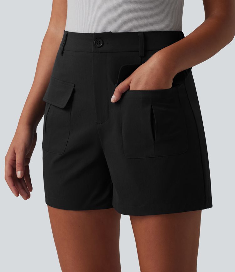 Mid Rise Stretchy Poplin Work Shorts 4'' with Pockets Mid Rise Stretchy Poplin Work Shorts 4'' with Pockets