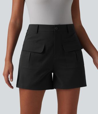 Mid Rise Stretchy Poplin Work Shorts 4'' with Pockets Mid Rise Stretchy Poplin Work Shorts 4'' with Pockets