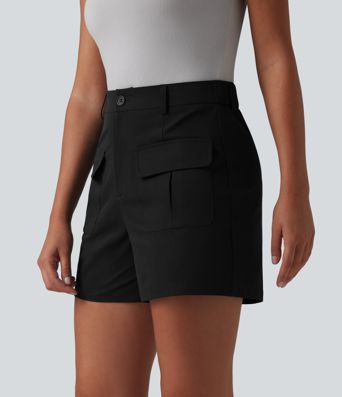 Mid Rise Stretchy Poplin Work Shorts 4'' with Pockets Mid Rise Stretchy Poplin Work Shorts 4'' with Pockets