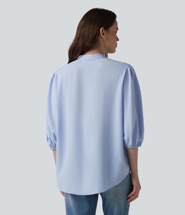 Chemise décontractée manches 3/4 bouffantes