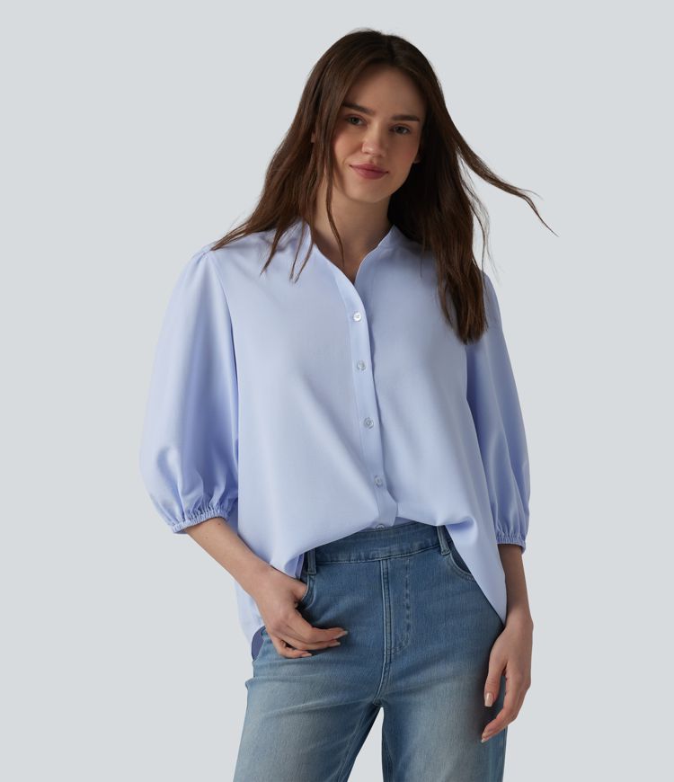Chemise décontractée manches 3/4 bouffantes
