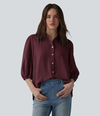 3/4 Puff Sleeve Casual Shirt