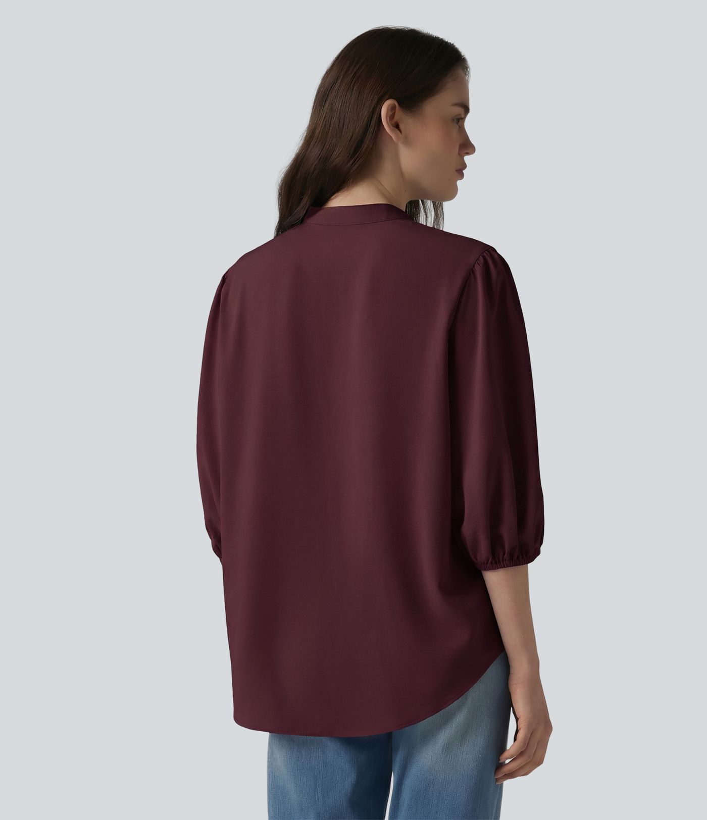 3/4 Puff Sleeve Casual Shirt