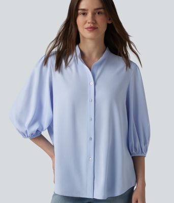 Chemise décontractée manches 3/4 bouffantes