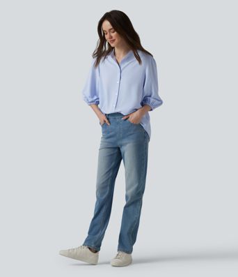 Chemise décontractée manches 3/4 bouffantes