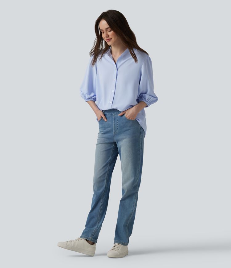 Chemise décontractée manches 3/4 bouffantes