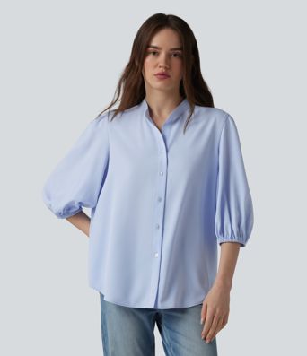 Chemise décontractée manches 3/4 bouffantes