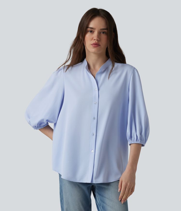 Chemise décontractée manches 3/4 bouffantes