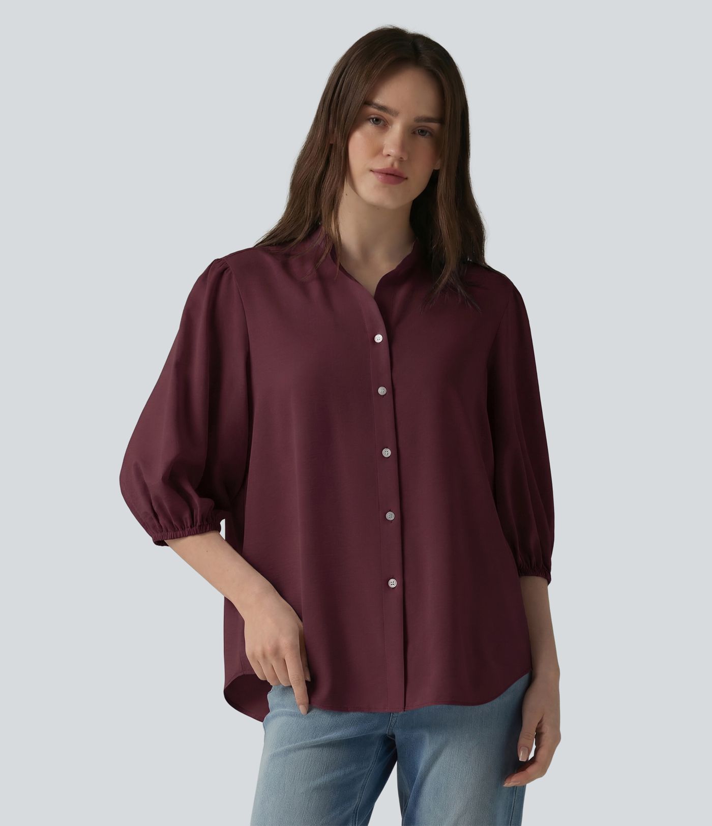 3/4 Puff Sleeve Casual Shirt