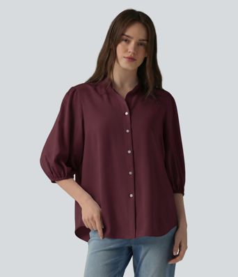 3/4 Puff Sleeve Casual Shirt
