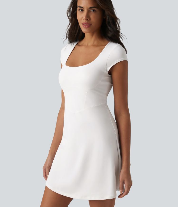 Softlyzero™ Plush Squzre Neck Corset 2-in-1 Mini Casual Dress with Pocket