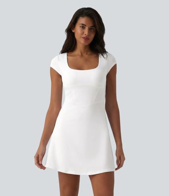 Softlyzero™ Plush Squzre Neck Corset 2-in-1 Mini Casual Dress with Pocket