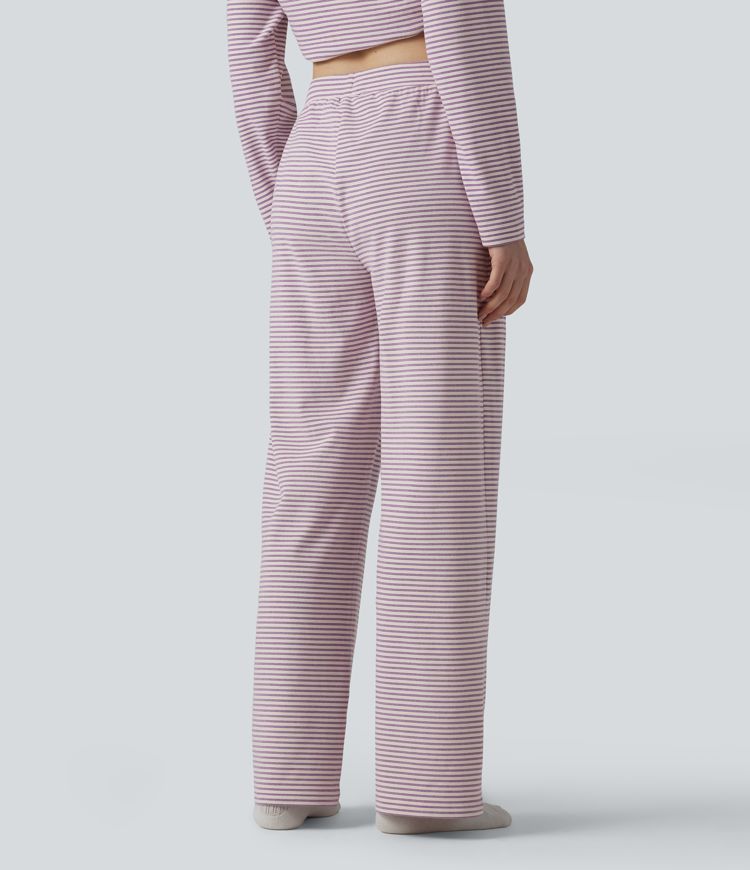 High Waisted Stripes Baggy Lounge Pants