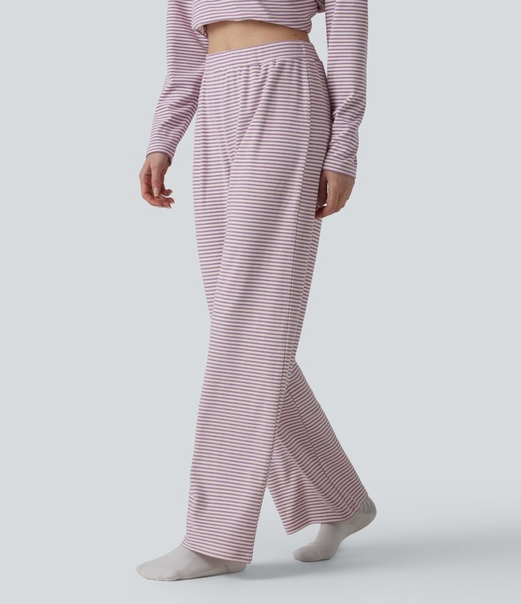 High Waisted Stripes Baggy Lounge Pants