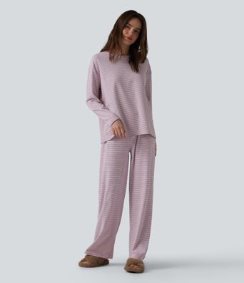 High Waisted Stripes Baggy Lounge Pants