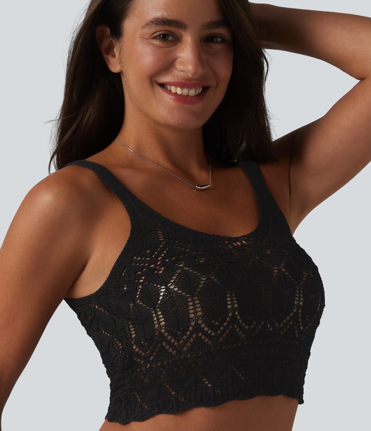 Open Knit Cropped Jumper Tank Top