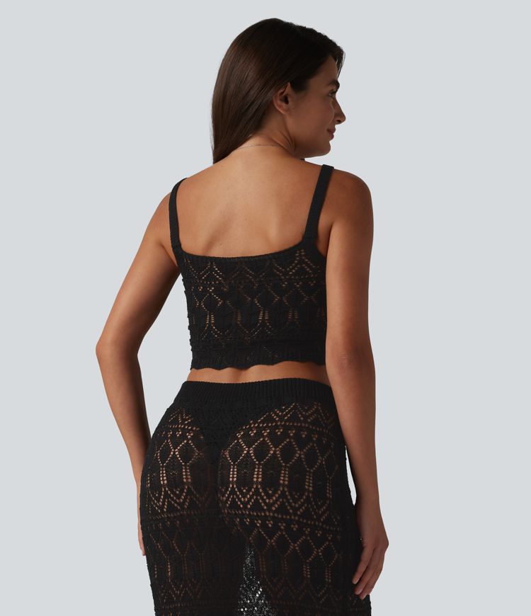 Open Knit Cropped Jumper Tank Top