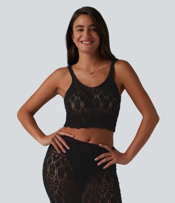 Open Knit Cropped Jumper Tank Top