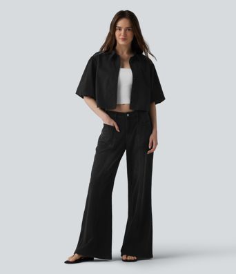 Chemise décontractée manches bouffantes mi-longues
