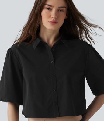 Chemise décontractée manches bouffantes mi-longues