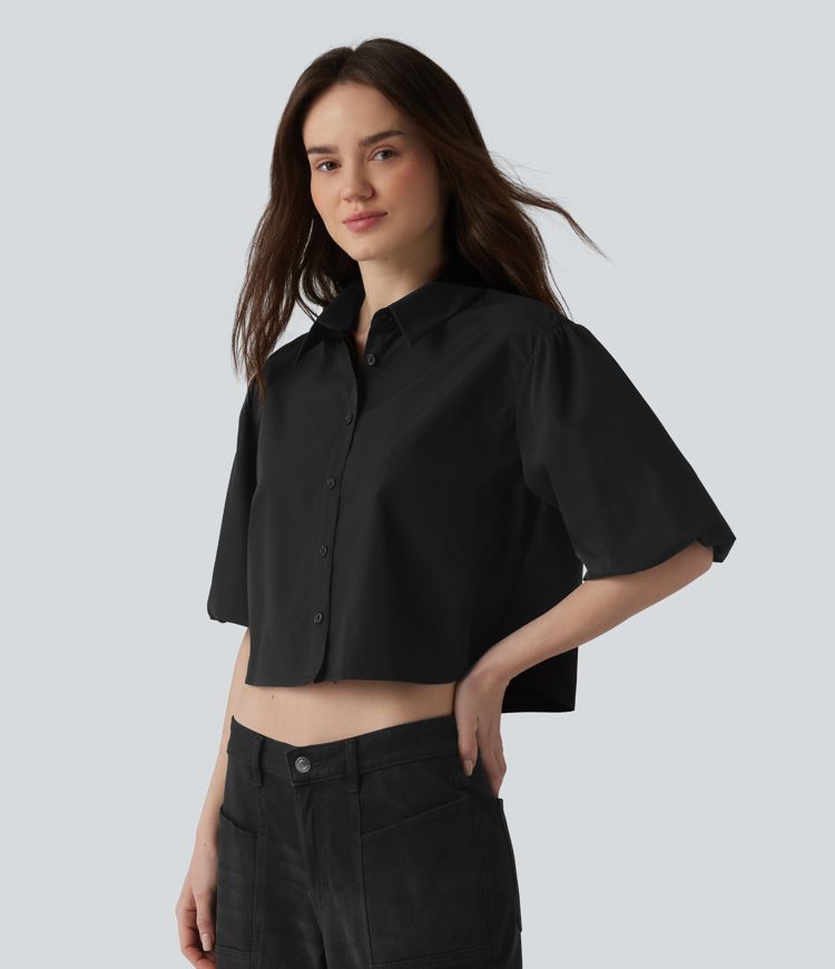 Chemise décontractée manches bouffantes mi-longues