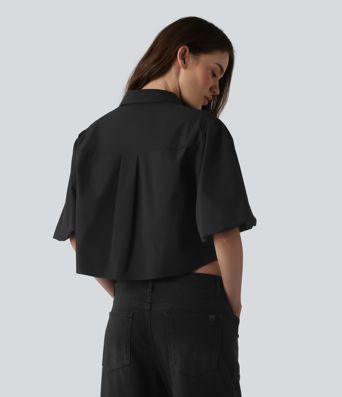 Chemise décontractée manches bouffantes mi-longues
