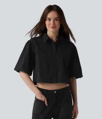 Chemise décontractée manches bouffantes mi-longues