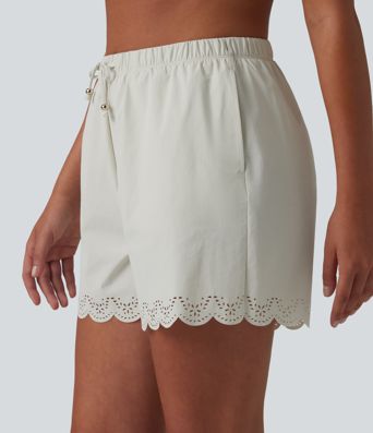 High Waisted Drawstring 2-in-1 Bikini Bottom Swimsuit 3'' with Pockets