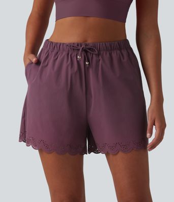 High Waisted Drawstring 2-in-1 Bikini Bottom Swimsuit 3'' with Pockets High Waisted Drawstring 2-in-1 Bikini Bottom Swimsuit 3'' with Pockets