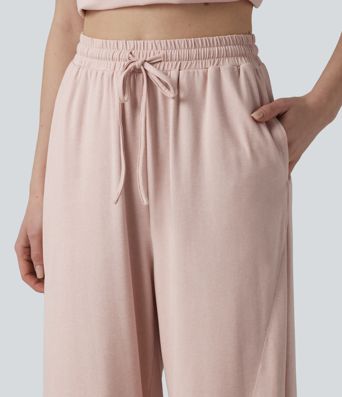 High Waisted Drawstring Baggy Lounge Pants with Pockets