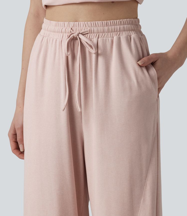 High Waisted Drawstring Baggy Lounge Pants with Pockets