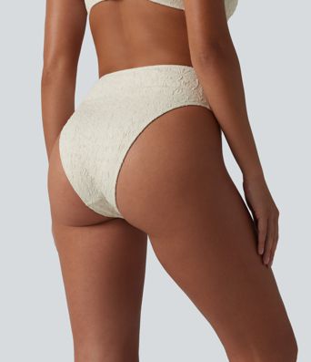 Bikinihose aus Jacquard-Stoff mit mittelhohem Crossover-Bund