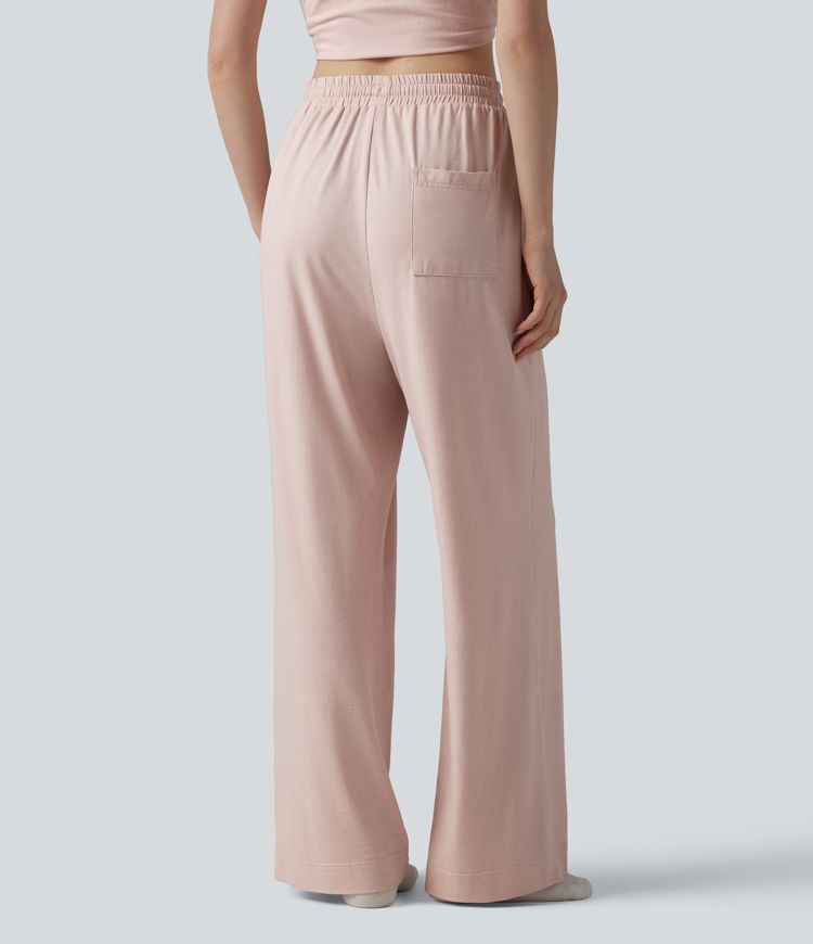 High Waisted Drawstring Baggy Lounge Pants with Pockets