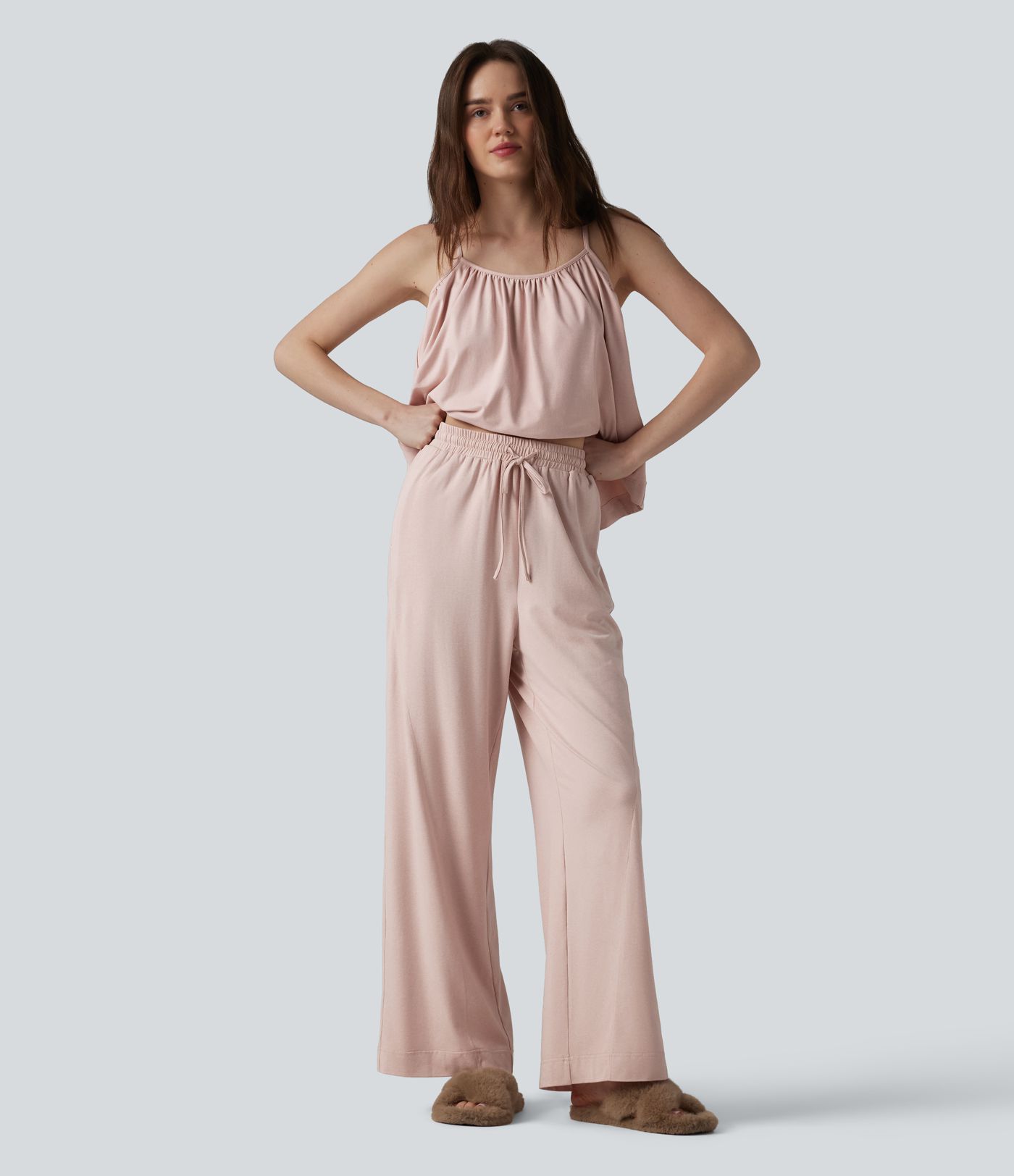 High Waisted Drawstring Baggy Lounge Pants with Pockets