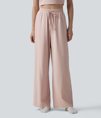High Waisted Drawstring Baggy Lounge Pants with Pockets