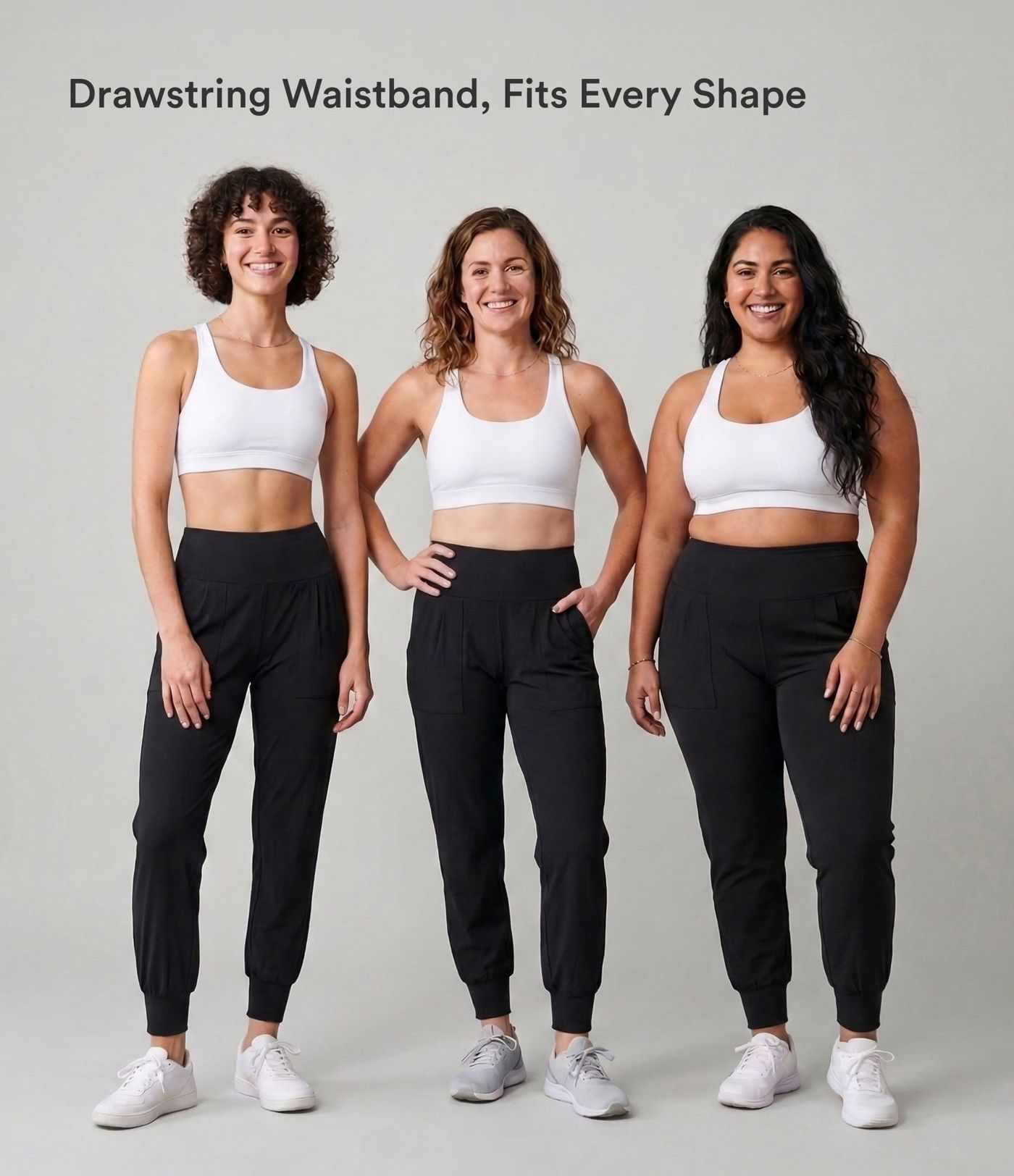 High Waisted Plain Side Pocket Casual Joggers