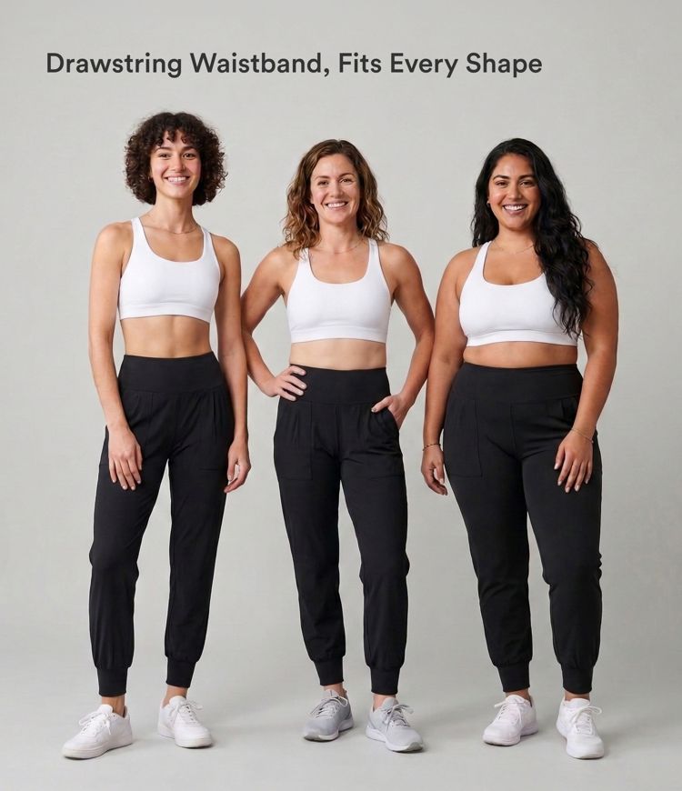 High Waisted Plain Side Pocket Casual Joggers