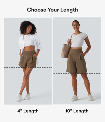 DayStretch Short tailleur bermuda plissé taille haute 25,5 cm avec poches