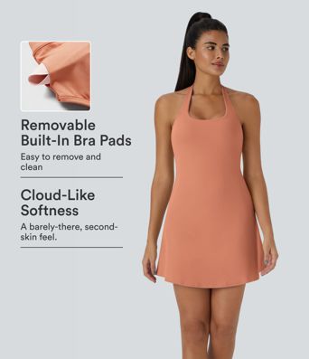 SoftlyZero™ Plush Halter 2-in-1 Pocket Mini Slip Active Dress