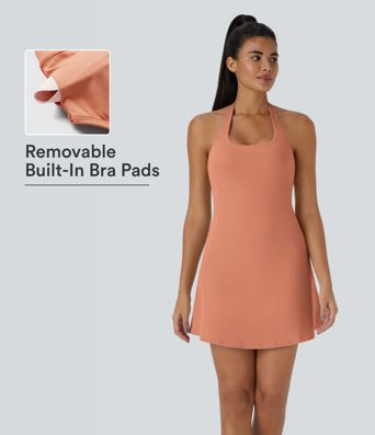 SoftlyZero™ Plush Halter 2-in-1 Pocket Mini Slip Active Dress