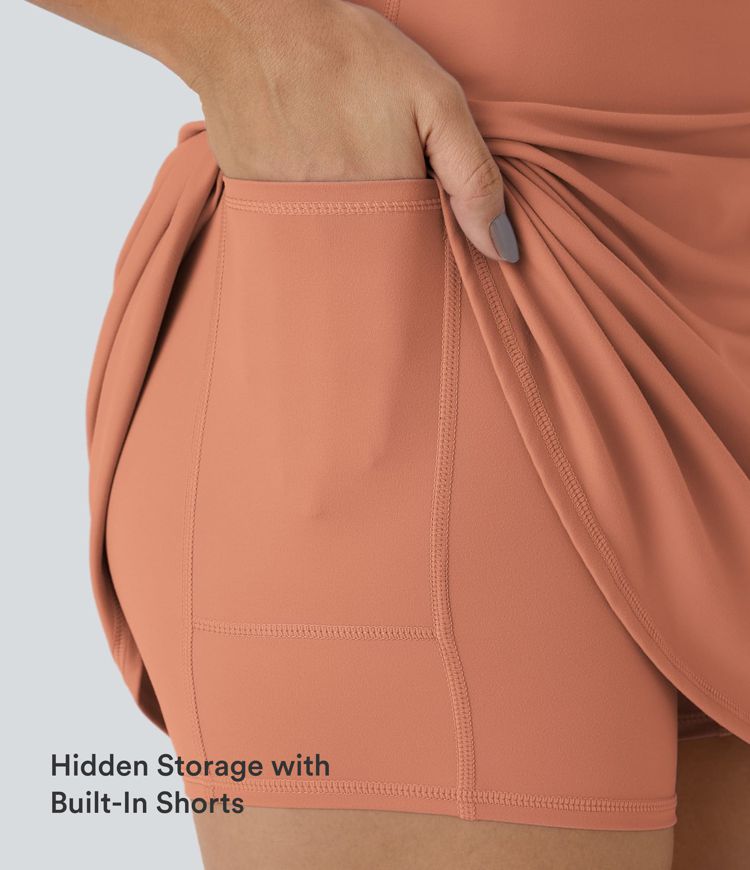 SoftlyZero™ Plush Halter 2-in-1 Pocket Mini Slip Active Dress