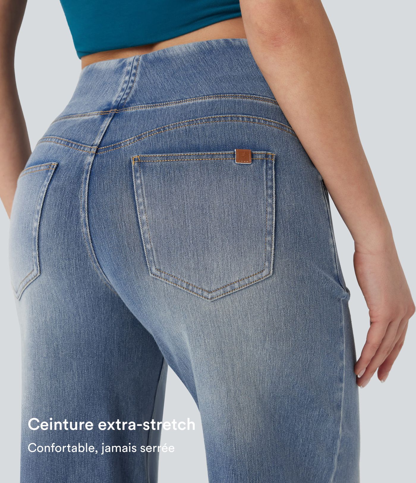 Jean décontracté ample gainant taille mi-haute avec poches Halara Flex™ Jean décontracté ample gainant taille mi-haute avec poches Halara Flex™