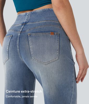 Jean décontracté ample gainant taille mi-haute avec poches Halara Flex™ Jean décontracté ample gainant taille mi-haute avec poches Halara Flex™
