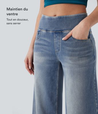 Jean décontracté ample gainant taille mi-haute avec poches Halara Flex™ Jean décontracté ample gainant taille mi-haute avec poches Halara Flex™