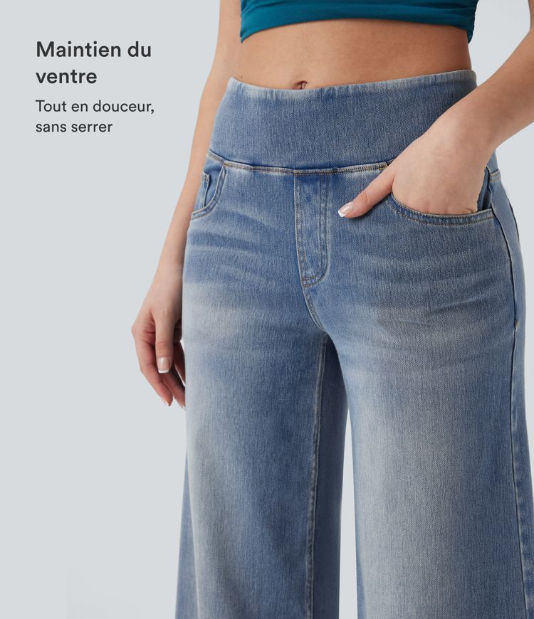 Jean décontracté ample gainant taille mi-haute avec poches Halara Flex™ Jean décontracté ample gainant taille mi-haute avec poches Halara Flex™