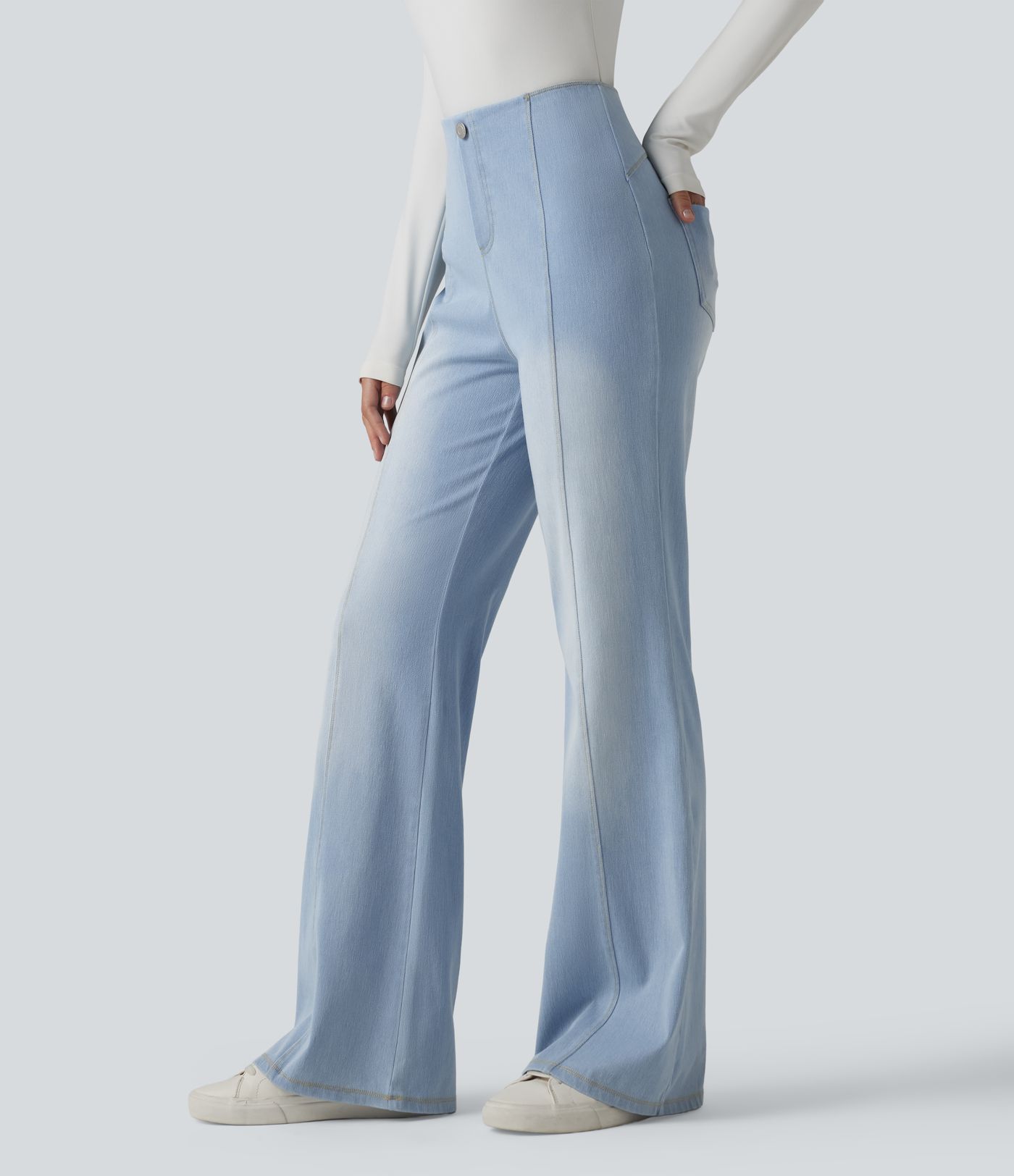 Halara Flex™ - Lässige Flare-Jeans mit hohem Bund, Seitentaschen und Bauchkontrolle