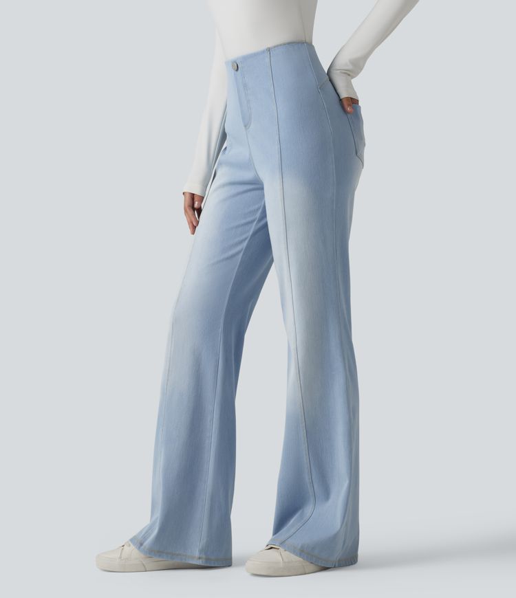 Halara Flex™ - Lässige Flare-Jeans mit hohem Bund, Seitentaschen und Bauchkontrolle